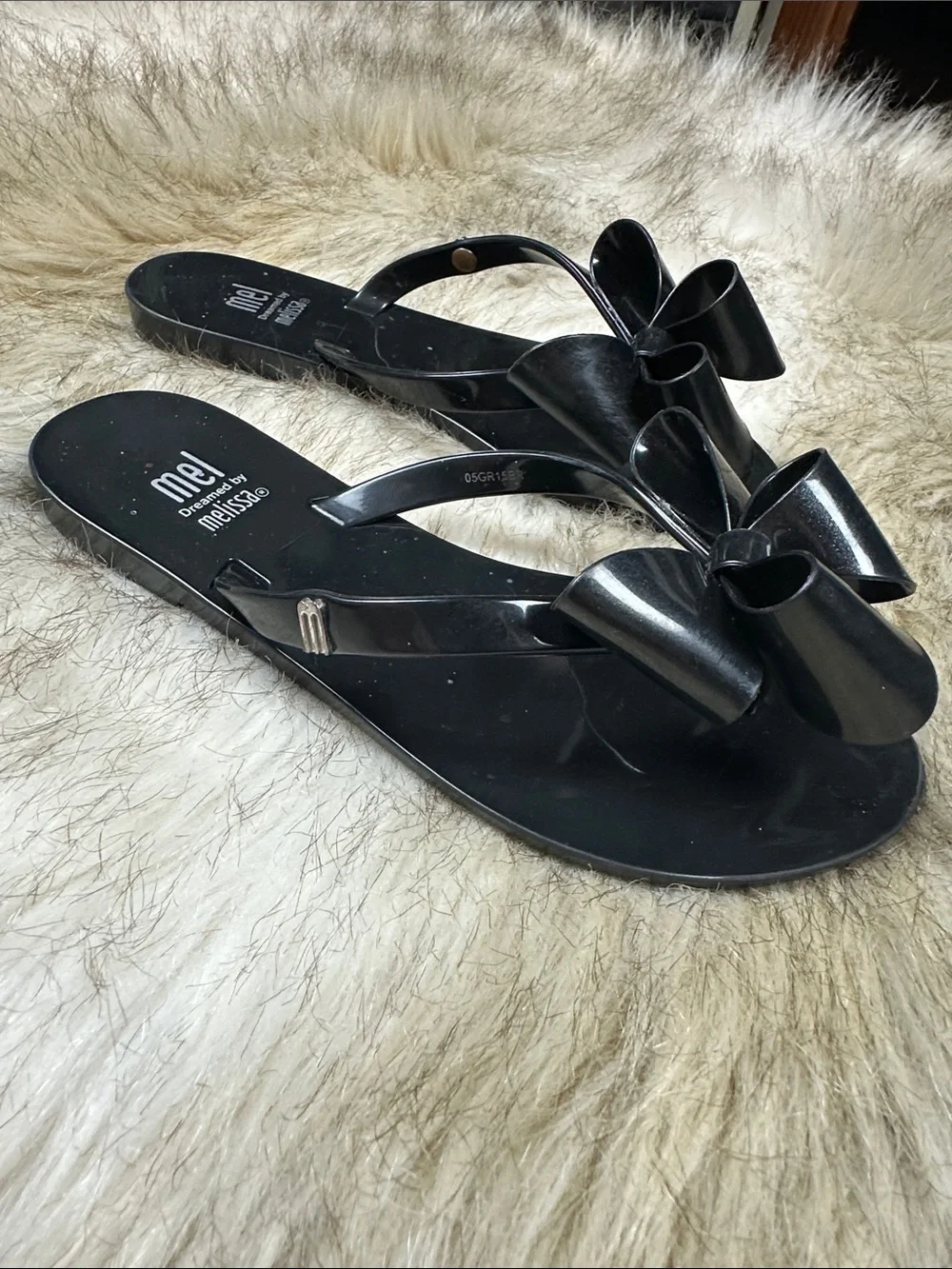 Mini Melissa Mel Black Bow Jelly Sandals Kids EU 32 Made in Brazil